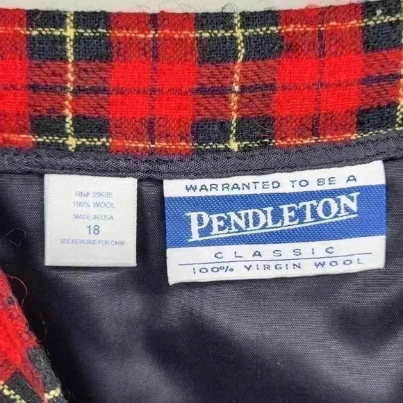 Pendleton Vintage 100% Virgin Wool Buffalo Plaid Womens Plus Size Lined Skirt 18 - Picture 6 of 10